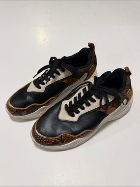 Shoe Dazzle Black, Brown and Cream Women's Athletic Sneakers